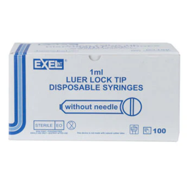 - 1 mL, Syringes, Luer Lock, Without Needle, Low Dead Space, w/ Cap, Box/100